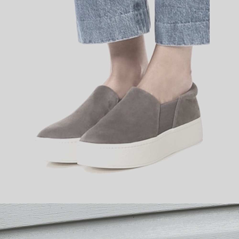 Vince Warren Slip-on Suede Platform Gray Sneaker Size 7.5M